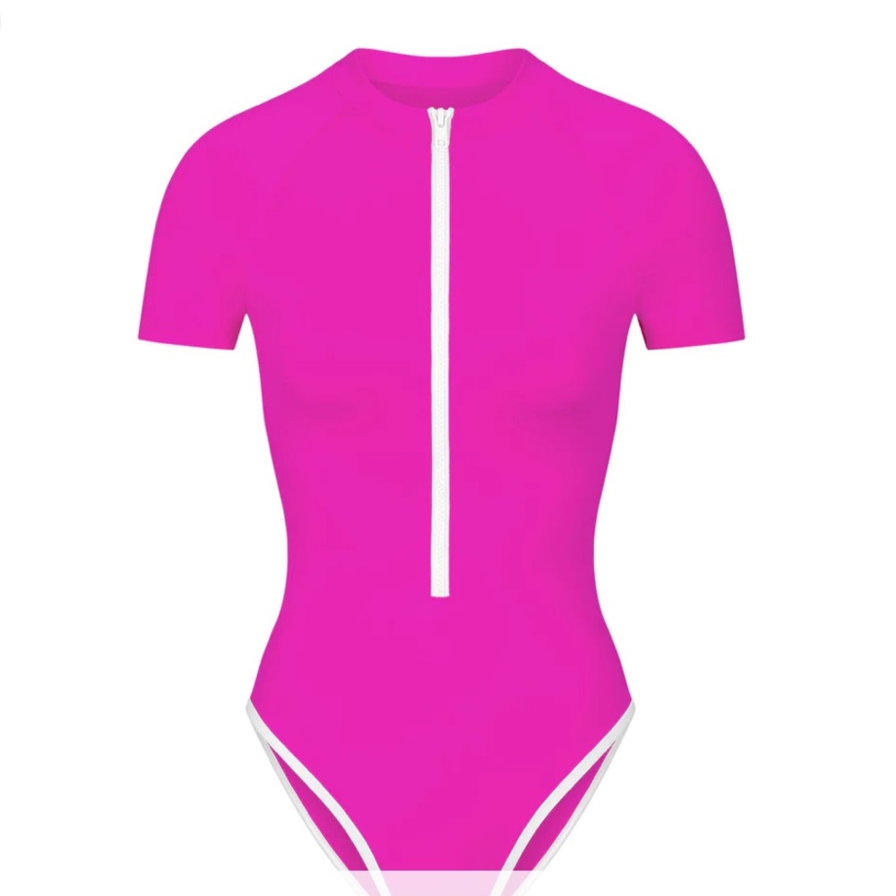 Skims Pink Zip Up Bathing Suit